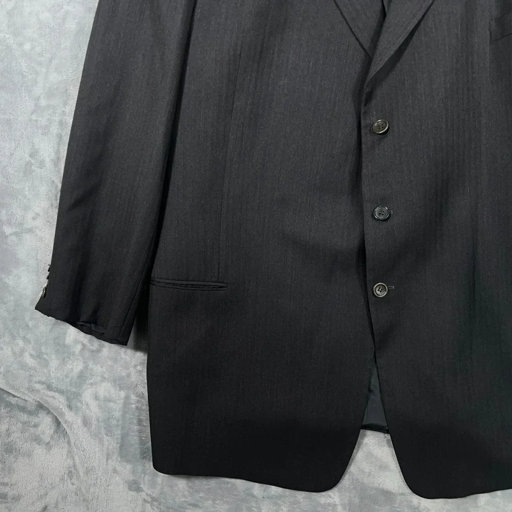 Armani‎ Collezioni Suit Jacket Mens 56L Dark Gray 3 Button Blazer Italy Wool